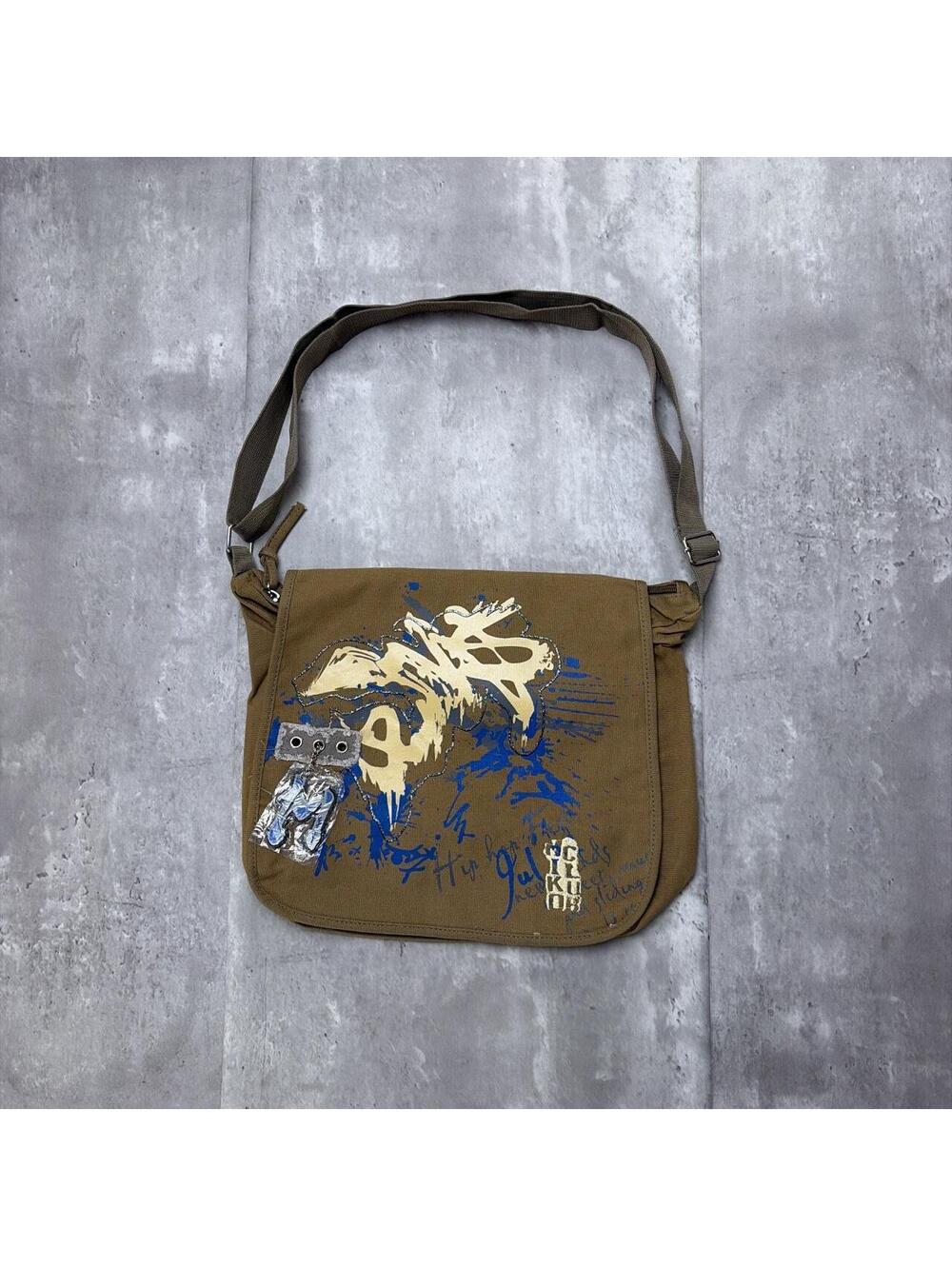 Y2K Khaki Miko Club Grunge Gothic Skater Deadstock Messenger Bag